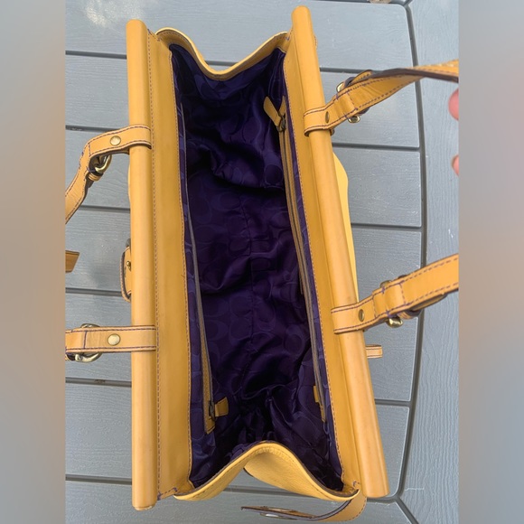 Vintage COACH purse mustard yellow Satchel handbag-shoulder bag E043-9749 - Picture 8 of 16